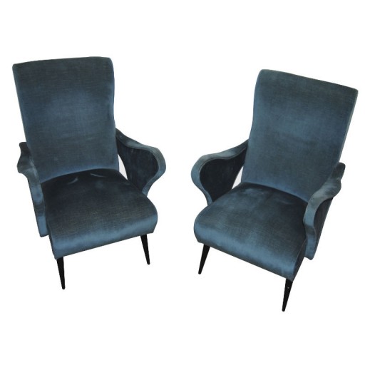 Pair Ponti style armchairs