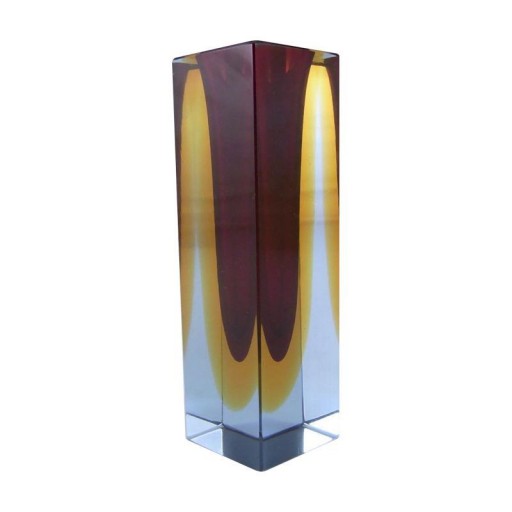Murano faceted sommerso glass vase