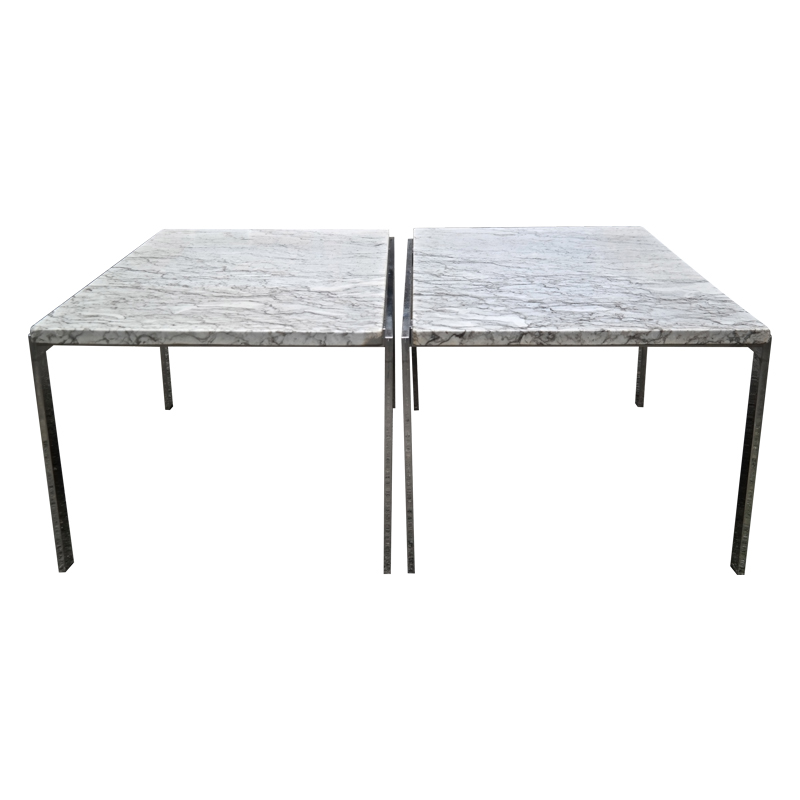 marble and chrome side tables