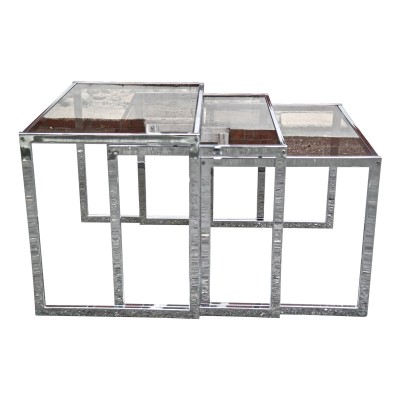 chrome and glass nest tables