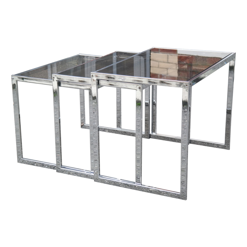 chrome and glass nest tables